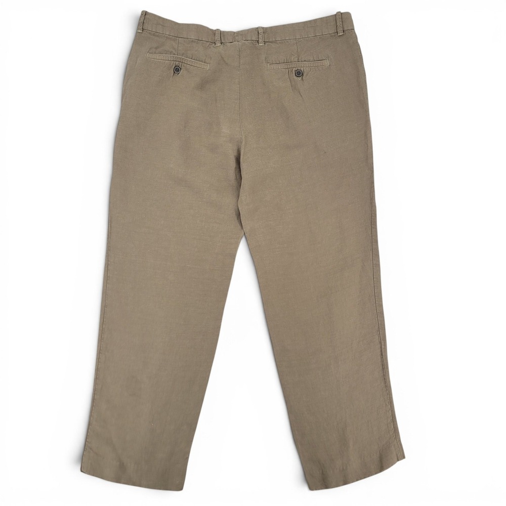 Tommy Bahama Mens 38x30 Linen Blend Chino Pants Tan Flat Front Casual Beachwear - Picture 2 of 6